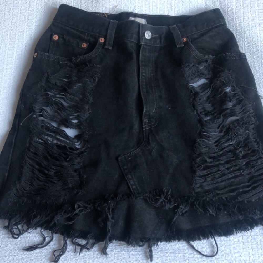 LF Black Denim Skirt